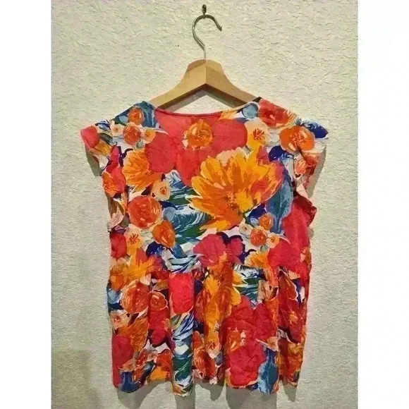 A love story colorful viscose blouse sz Medium - Picture 3 of 3